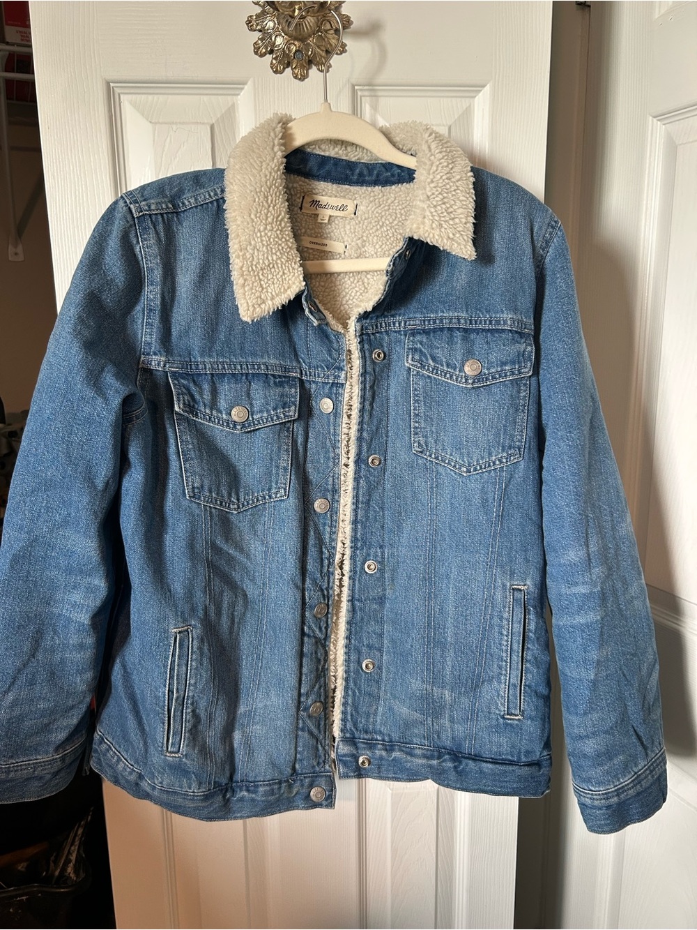 Madewell The Oversized Jean Jacket: Sherpa Edition | Size L